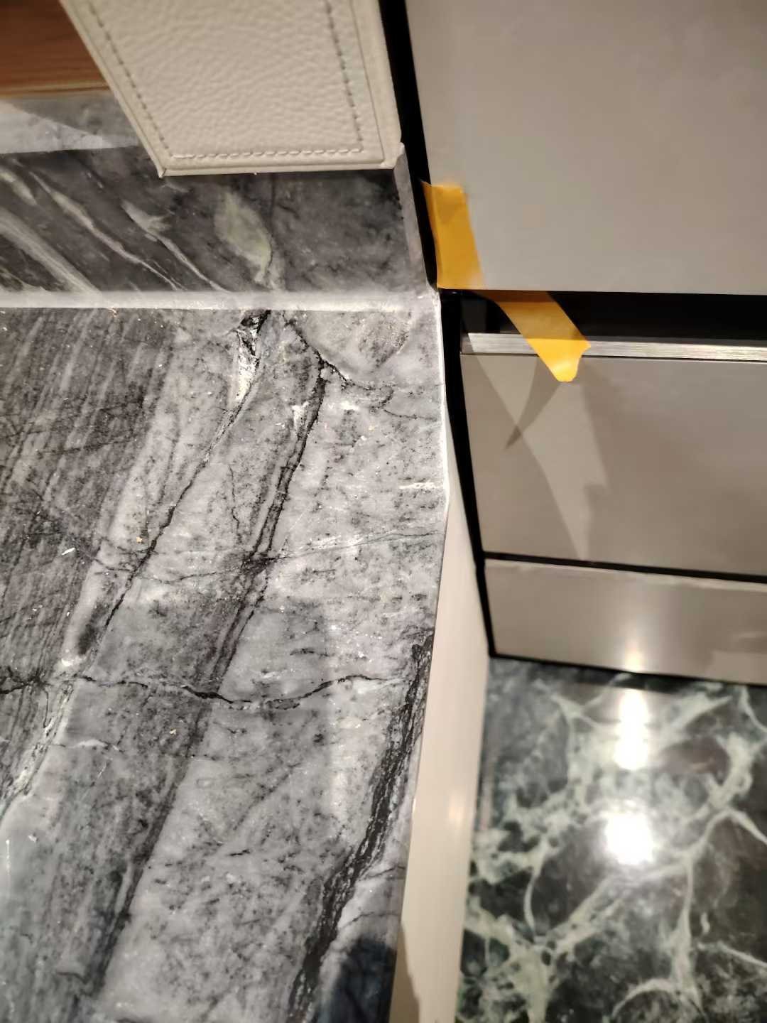 Broken Marble Countertop Corner Repair — before restoration