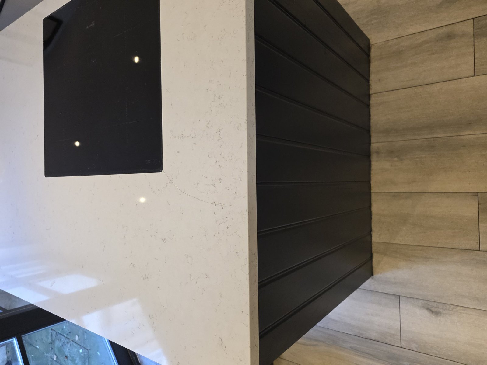 Marble Kitchen Countertop Crack Repair — before restoration